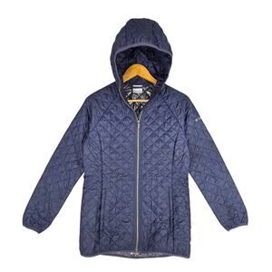 COLUMBIA OMNI‑HEAT QUILTED HOODED JACKET NAVY BLUE - WOMEN’S SIZE SMALL